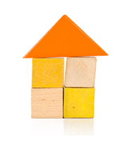 Vivienda Casita hechas con piezas de madera de juego de construcción